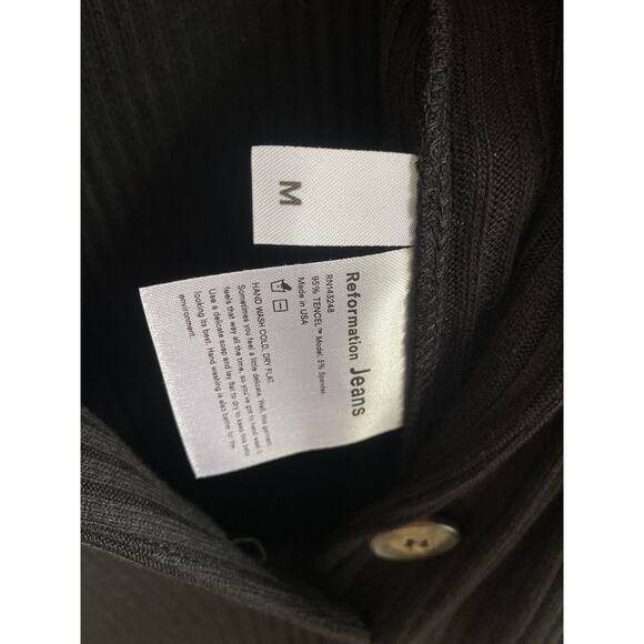 Reformation Jeans Black Camille Ribbed Knit M Tencel Modal Jumpsuit Romper Comfy - Picture 9 of 9